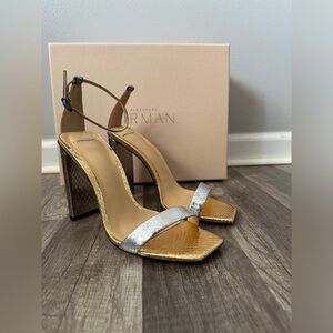 Alexandre Birman Dazzle Two-Tone Metallic Snake Sandals EU 37 $750